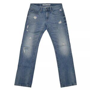 Express Mens Size 29x32 Slim Fit Straight Leg Jeans Distressed Medium Wash Rocco